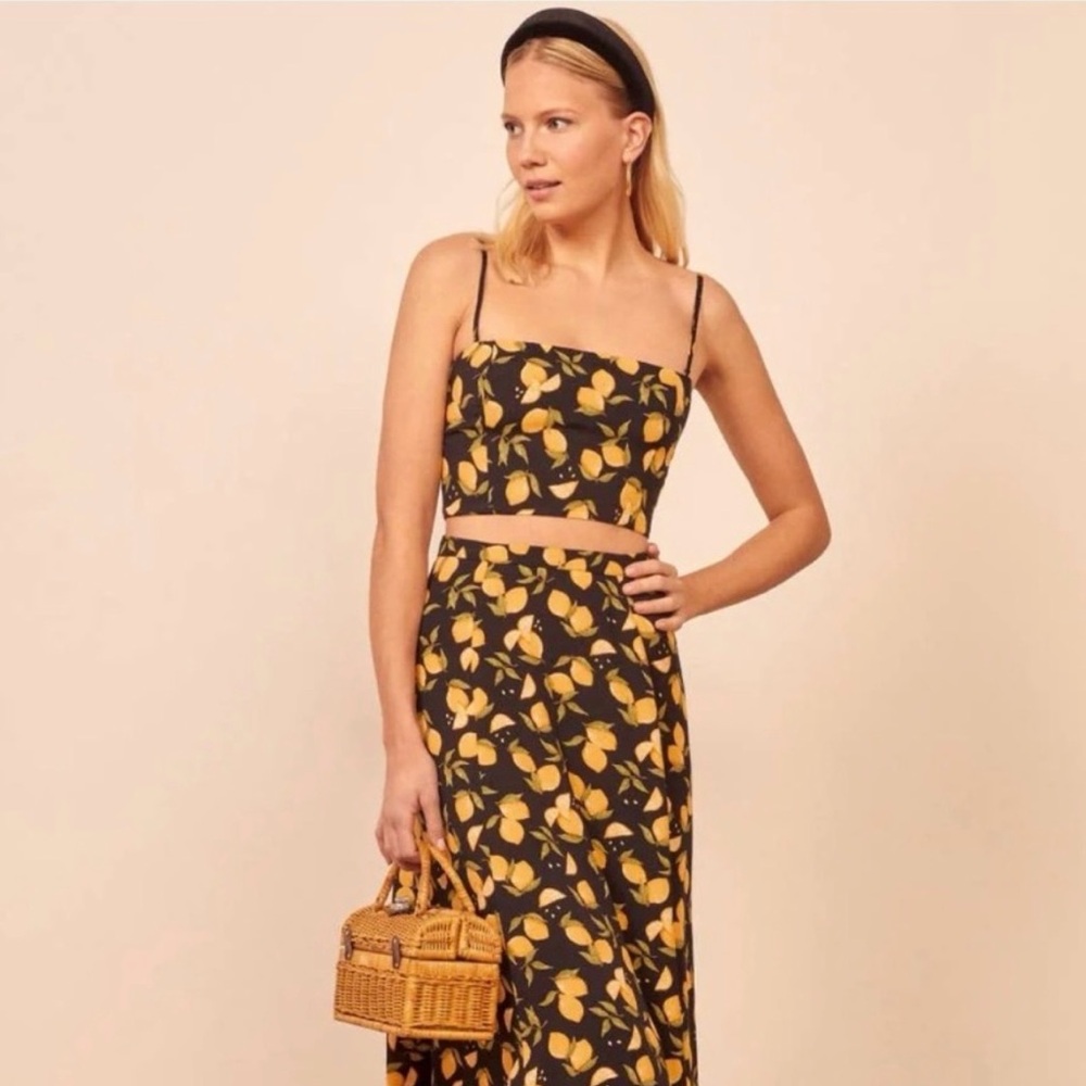 Reformation Hayden bandeau crop top in lemon drop size 4